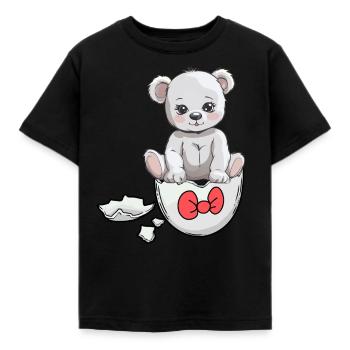 Ours en peluche naissance bébé coquille d’oeuf éclosion - T-shirt Enfant - noir - Devant - AI Model Kid Female (0cm)