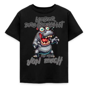 Nilpferd Lieber durchgeknallt als einer von euch - Kinder T-Shirt - Schwarz - Vorne - AI Model Kid Female (0cm)