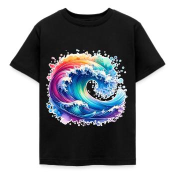 Welle - Kinder T-Shirt - Schwarz - Vorne - AI Model Kid Female (0cm)