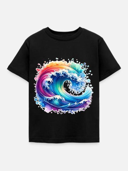 Welle - Kinder T-Shirt - Schwarz