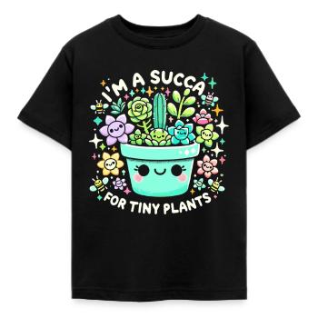 Ich bin eine Sukka für winzige Pflanzen - Kinder T-Shirt - Schwarz - Vorne - AI Model Kid Female (0cm)