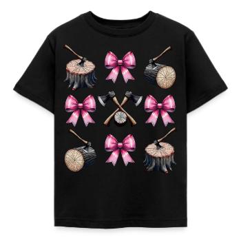 Coquette Bogen Holzarbeiter Logger Mütter Tag Rosa - Kinder T-Shirt - Schwarz - Vorne - AI Model Kid Female (0cm)
