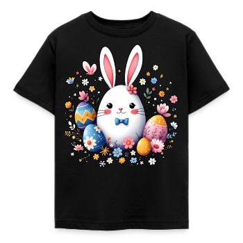 Osterhase - Kinder T-Shirt - Schwarz - Vorne - AI Model Kid Female (0cm)