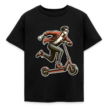 Tretroller E-Scooter E-Roller - Kinder T-Shirt - Schwarz - Vorne - AI Model Kid Female (0cm)