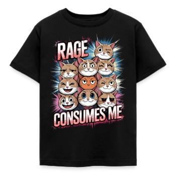 Rage Consumes Me Cat - Kinder T-Shirt - Schwarz - Vorne - AI Model Kid Female (0cm)