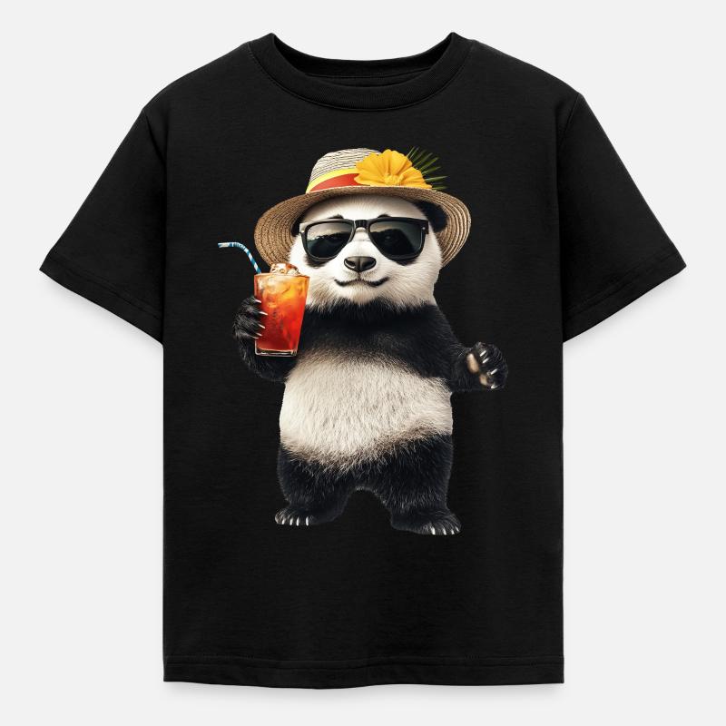 Panda - Kinder T-Shirt - Schwarz