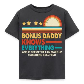 Bonus Papa - Kinder T-Shirt - Dunkelgrau - Vorne - AI Model Kid Female (0cm)