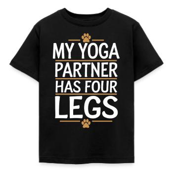 Doga Dog Yoga Bien-être des animaux de compagnie Étirements conscients - T-shirt Enfant - noir - Devant - AI Model Kid Female (0cm)