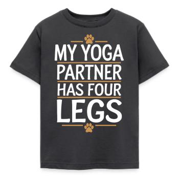 Doga Dog Yoga Bien-être des animaux de compagnie Étirements conscients - T-shirt Enfant - charbon - Devant - AI Model Kid Female (0cm)