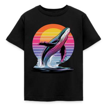 Wal Im Sonnenuntergang Vor Einem Farbenfrohen - Kinder T-Shirt - Schwarz - Vorne - AI Model Kid Female (0cm)