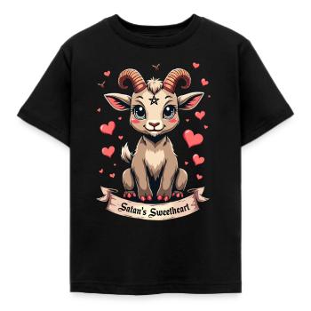 Satan's Favorite - Cute Goat with Heart - Kids' T-Shirt - black - Front - AI Model Kid Female (0cm)