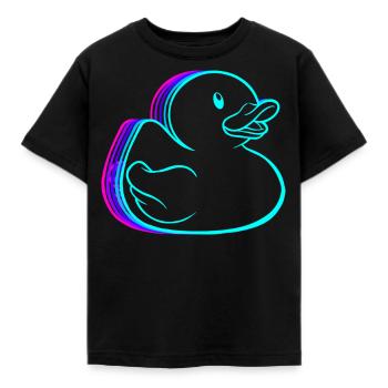 Retro Rubber Duck Ducky Vaporwave - Kids' T-Shirt - black - Front - AI Model Kid Female (0cm)