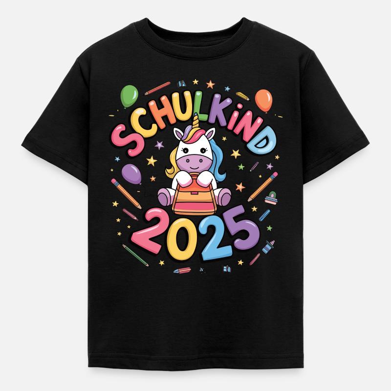 Schulkind 2025 Einschulung Schulanfang - Kinder T-Shirt - Schwarz