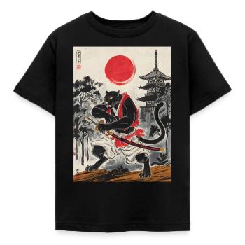 Samurai - Kinder T-Shirt - Schwarz - Vorne - AI Model Kid Female (0cm)