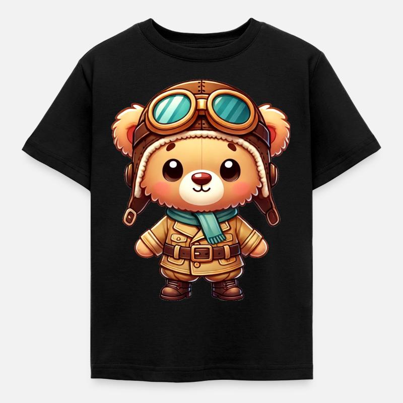 Teddy Bear Pilot - Kids' T-Shirt - black