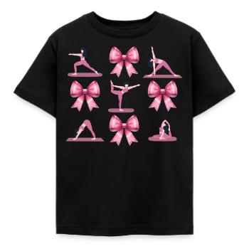 Kokette Bogen Pilates Fitness Workout Rosa - Kinder T-Shirt - Schwarz - Vorne - AI Model Kid Female (0cm)