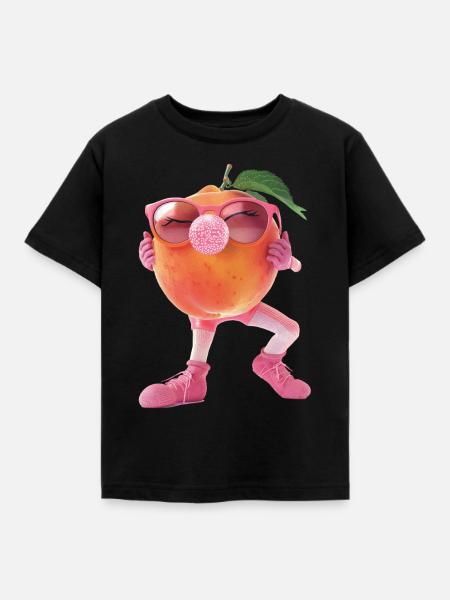 Pfirsich - Kinder T-Shirt - Schwarz