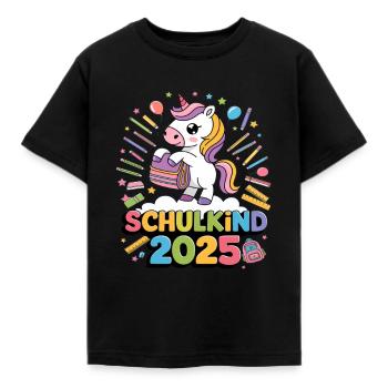 Schulkind 2025 Einschulung Schulanfang - Kinder T-Shirt - Schwarz - Vorne - AI Model Kid Female (0cm)