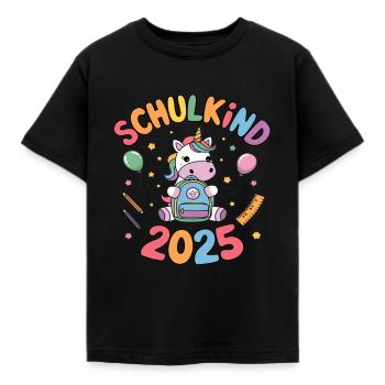 Schulkind 2025 Einschulung Schulanfang - Kinder T-Shirt - Schwarz - Vorne - AI Model Kid Female (0cm)
