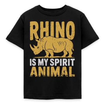 Rhinoceros - Kids' T-Shirt - black - Front - AI Model Kid Female (0cm)