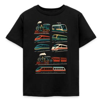 Züge Design – Retro trifft Highspeed - Kinder T-Shirt - Schwarz - Vorne - AI Model Kid Female (0cm)