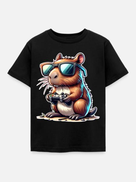 Capybara Gaming - Kinder T-Shirt - Schwarz