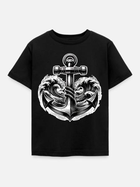 Anker - Kinder T-Shirt - Schwarz