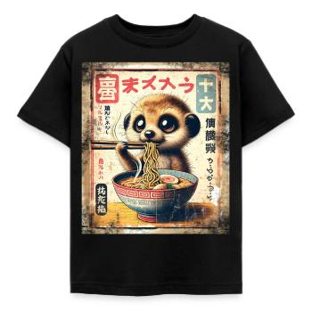 Ramen Erdmännchen Grunge Poster Style - Kinder T-Shirt - Schwarz - Vorne - AI Model Kid Female (0cm)