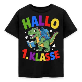 Hallo 1. Klasse - Einschulung - Kinder T-Shirt - Schwarz - Vorne - AI Model Kid Female (0cm)