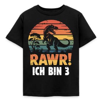 Rawr Trex Dino 3ème anniversaire - T-shirt Enfant - noir - Devant - AI Model Kid Female (0cm)