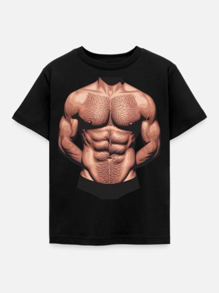 Muskulöser Männer Oberkörper - Kinder T-Shirt - Schwarz