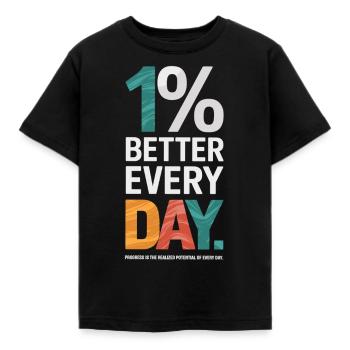 Daily Improvement – Inspiration for Success - Kids' T-Shirt - black - Front - AI Model Kid Female (0cm)