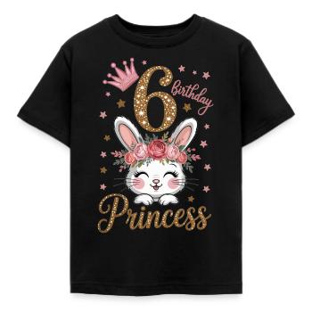 6. Geburtstag Prinzessin Häschen - Kinder T-Shirt - Schwarz - Vorne - AI Model Kid Female (0cm)