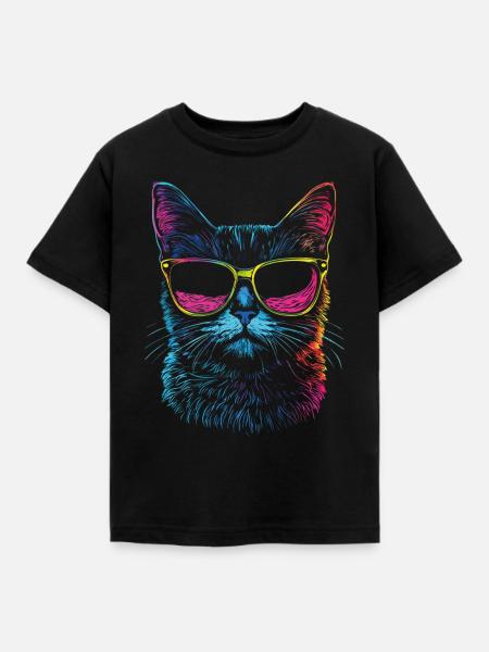 Katzen mit Sonnenbrille - Kinder T-Shirt - Schwarz