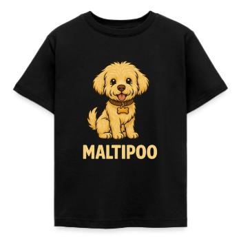 Maltipoo avec col – Motif enfant - T-shirt Enfant - noir - Devant - AI Model Kid Female (0cm)