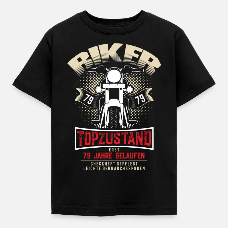79. Geburtstag Motorradfahrer Motorrad - Kinder T-Shirt - Schwarz
