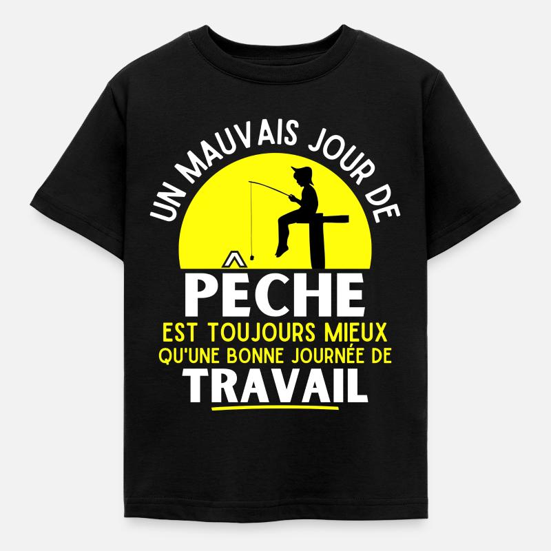 pêche, pêcheur, fan de pêche - T-shirt Enfant - noir