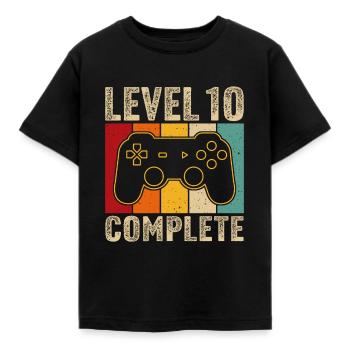 10.Geburtstag - 10 Jahre Gamer Level 10 complete - Kinder T-Shirt - Schwarz - Vorne - AI Model Kid Female (0cm)