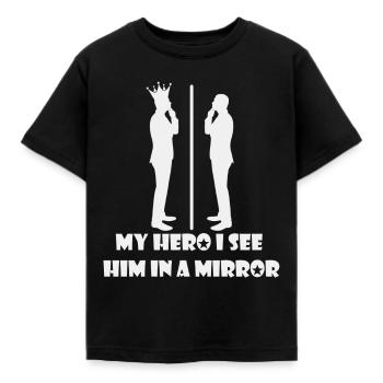 Mein Held, ich sehe ihn in einem Spiegel - Kinder T-Shirt - Schwarz - Vorne - AI Model Kid Female (0cm)