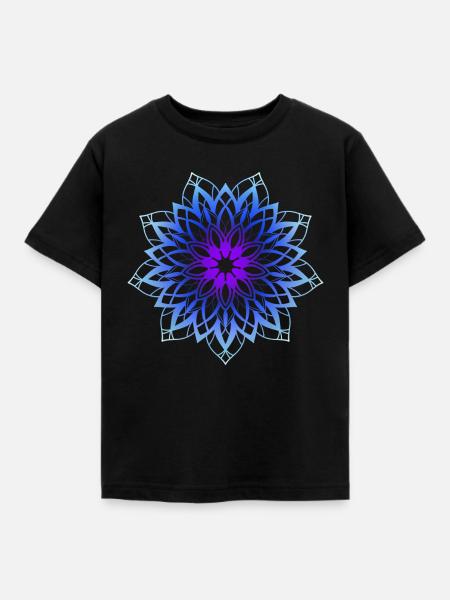 Blue Mandala - Kinder T-Shirt - Schwarz