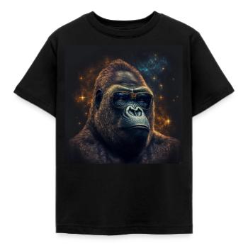 Stardust Gorilla - KI generierte Kunst - AI Art - Kinder T-Shirt - Schwarz - Vorne - AI Model Kid Female (0cm)