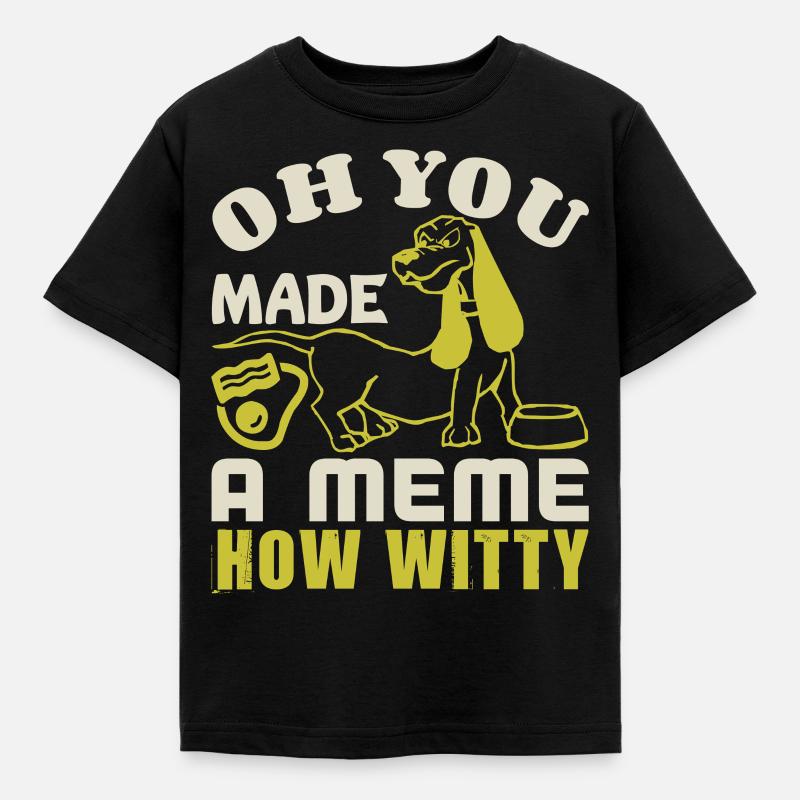 ÅH DU LAVEDE ET MEME, HVOR VITTIGT - Børne-T-shirt - sort