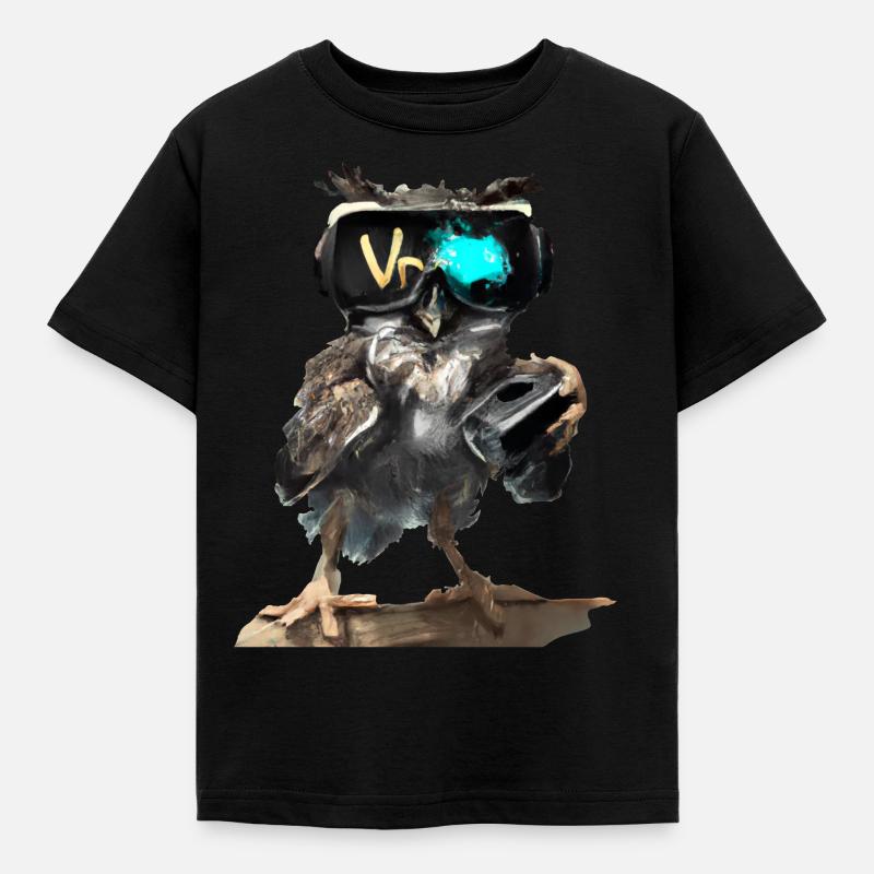 Eule _ 04 - Kinder T-Shirt - Schwarz