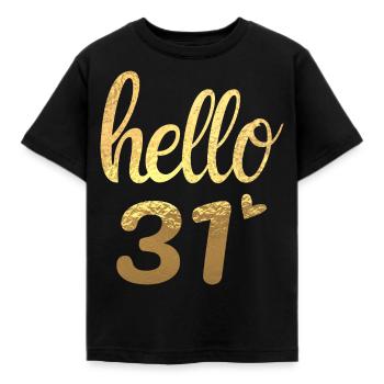 Hallo 31 Gold - Kinder T-Shirt - Schwarz - Vorne - AI Model Kid Female (0cm)