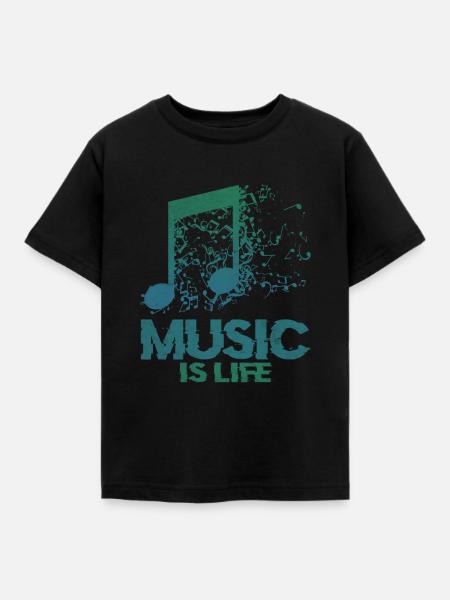 Music is life - Kinder T-Shirt - Schwarz