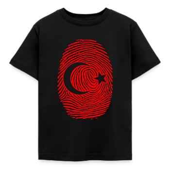 Türkei Fingerabdruck Heimat Nationalität Herkunft - Kinder T-Shirt - Schwarz - Vorne - AI Model Kid Female (0cm)