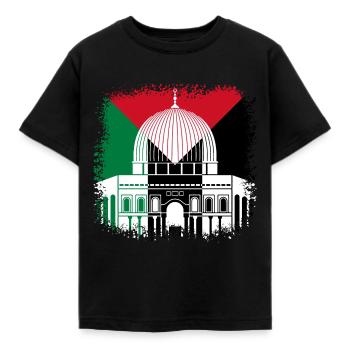 Palestine Mosque Jerusalem Flag Flag Israel - T-shirt Enfant - noir - Devant - AI Model Kid Female (0cm)