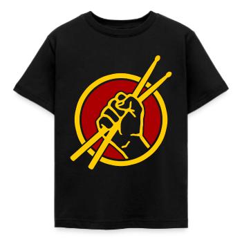 Drums - Kids' T-Shirt - black - Front - AI Model Kid Female (0cm)