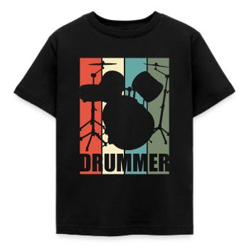 Drums - Kids' T-Shirt - black - Front - AI Model Kid Female (0cm)