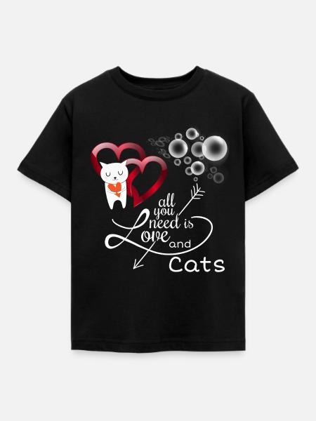 Katzenfreunde, Katzenspruch - Kinder T-Shirt - Schwarz